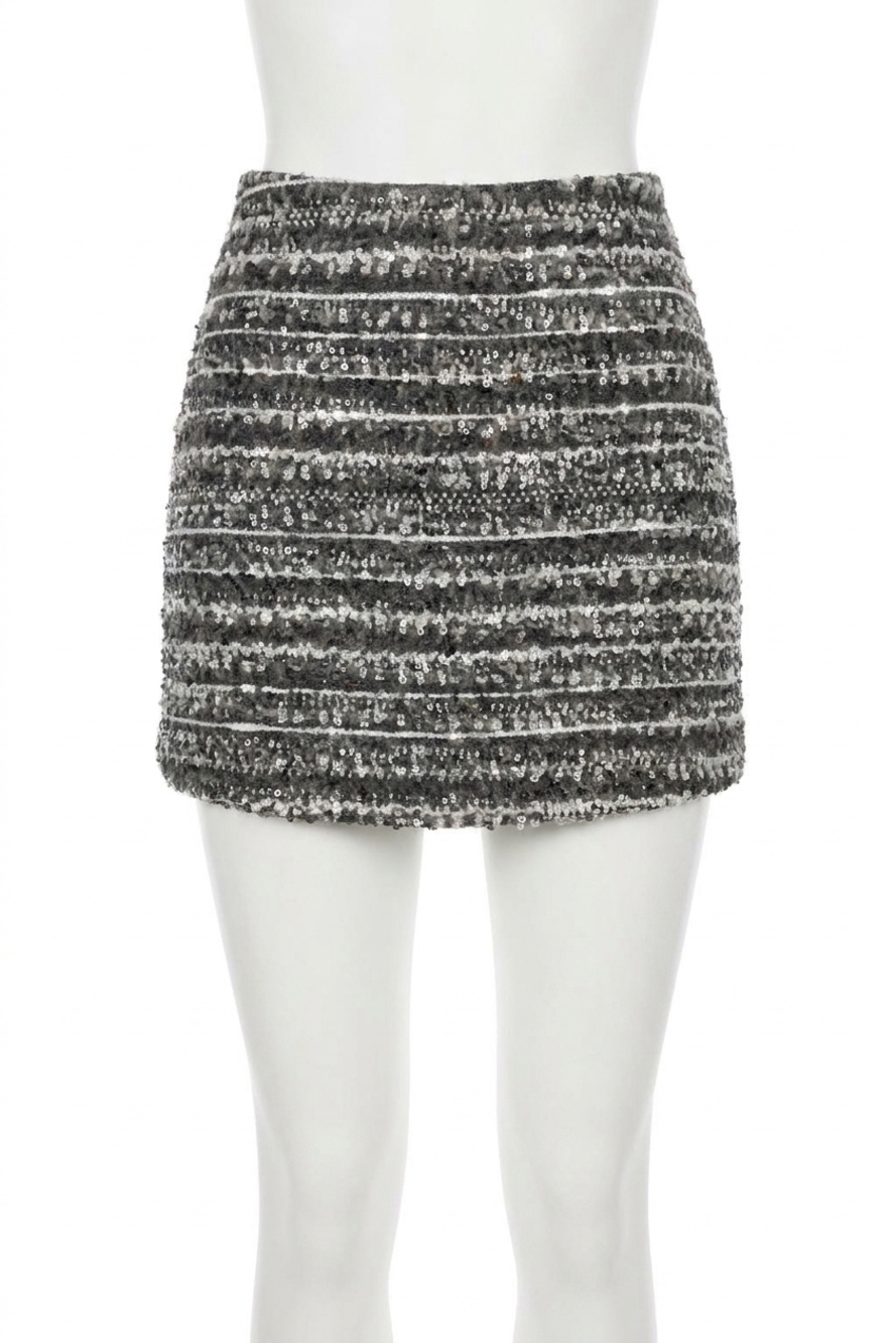NEW ENDLESS ROSE maxine sequin skirt in charcoal